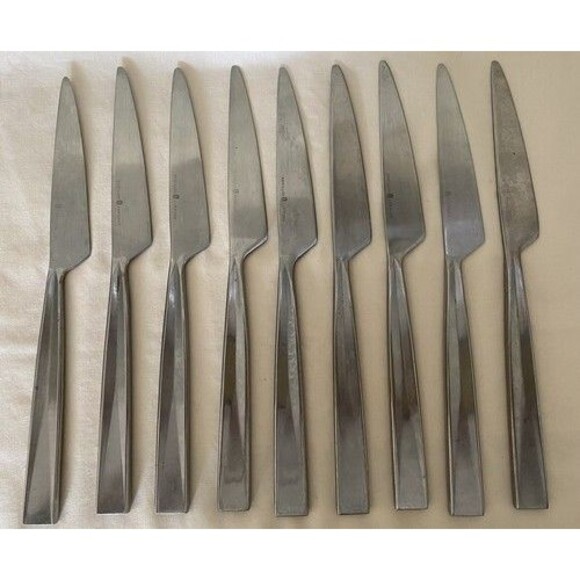 9 Gourmet Settings Stainless Steel Metro Pattern French Solid Dinner Knives - Picture 1 of 4